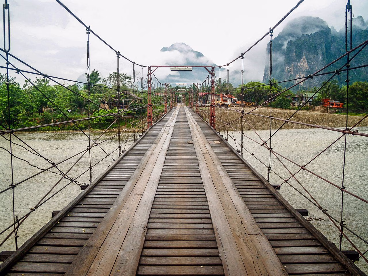 Limestone karst mountains over the Nam Song river, Vang Vieng, Laos